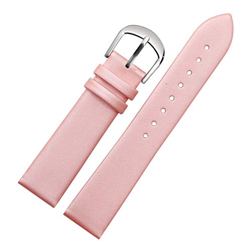 12.10/14/16/18/20mm seidige Oberfläche echtes Leder-Bügel Frauen einfach Dornschließe Armband Armband mit Quick Release Bar Rosa Armband mit Silber Schnalle, 14mm von Scherry