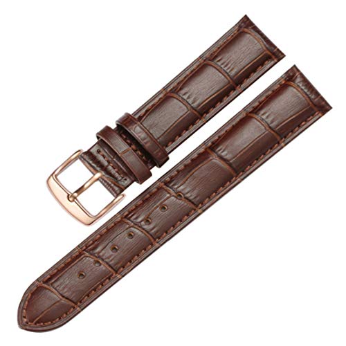 12mm/14mm/16mm/18mm/19mm/20mm/21mm/22mm/24mm Kuh Lederband Ersatz-Pin Buckle Armband für Männer und Frauen, Brown Rosegold 20mm von Scherry