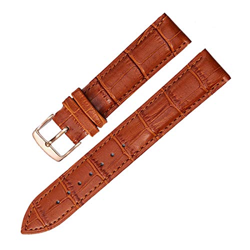 12mm/14mm/16mm/18mm/19mm/20mm/21mm/22mm/24mm Kuh Lederband Ersatz-Pin Buckle Armband für Männer und Frauen, Hellbraun Rosegold 22mm von Scherry