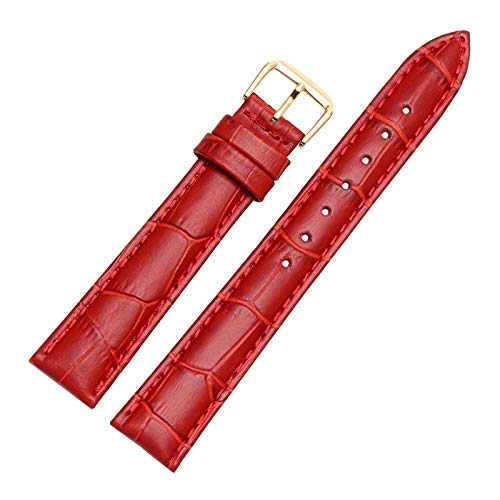 12mm-24mm Männer Frauen Bambusmuster Band Dornschliesse Rind Klassisches Breath Armband mit Installationswerkzeuge Red Armband mit Goldschnalle, 14mm von Scherry