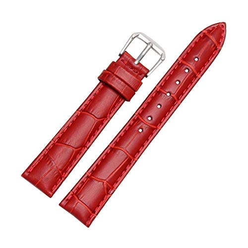 12mm-24mm Männer Frauen Bambusmuster Band Dornschliesse Rind Klassisches Breath Armband mit Installationswerkzeuge Red Armband mit Silber Schnalle, 14mm von Scherry