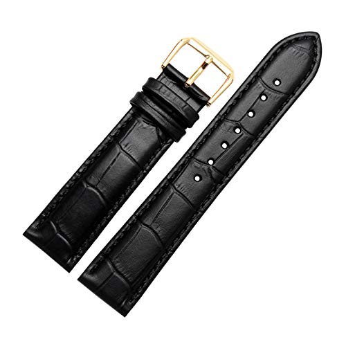 12mm-24mm Männer Frauen Bambusmuster Band Dornschliesse Rind Klassisches Breath Armband mit Installationswerkzeuge Schwarz Armband mit Goldschnalle, 12mm von Scherry