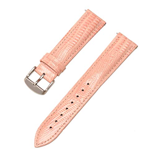 14mm/16mm/18mm/20mm/22mm/24mm Leder Krokodil Prägung Armband Luxus klassisches Pin Buckle-Uhrenarmband-Handgelenk-Band mit Quick Release Sping Bar, Rosa 20mm von Scherry