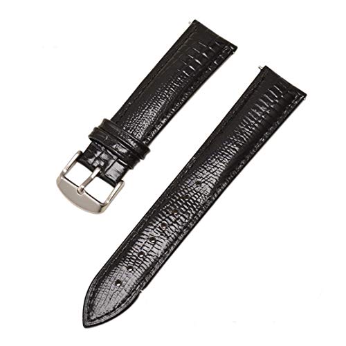 14mm/16mm/18mm/20mm/22mm/24mm Leder Krokodil Prägung Armband Luxus klassisches Pin Buckle-Uhrenarmband-Handgelenk-Band mit Quick Release Sping Bar, Schwarz 20mm von Scherry