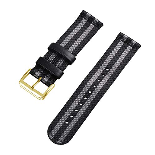 18mm/20mm/22mm NATO Nylon Woven Smart Watch Band-Bügel-Männer und Frauen weiches Sport-Armband-Armband-Zubehör Schwarz, Grau, Typ 03, 18mm von Scherry