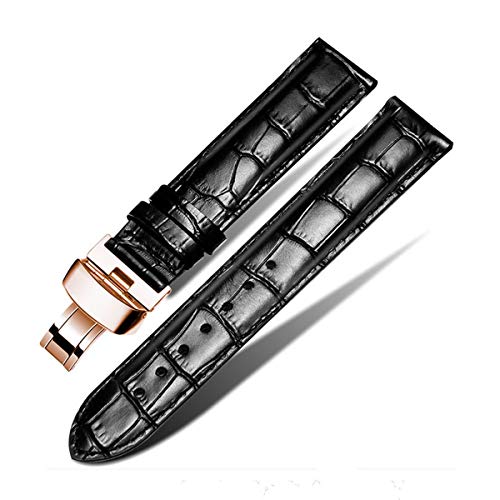 19mm 20mm 22mm Kalbsleder Uhrenarmbänder Uhrenarmband-Handgelenk-Gurt-Uhr-Armband Armband Herren Schwarz Rose Gold CLAS, 20mm von Scherry