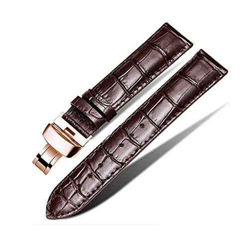 19mm 20mm 22mm Kalbsleder Uhrenarmbänder Uhrenarmband-Handgelenk-Gurt-Uhr-Armband-Uhrenarmband Männer Brown Rose Gold CLAS, 20mm von Scherry