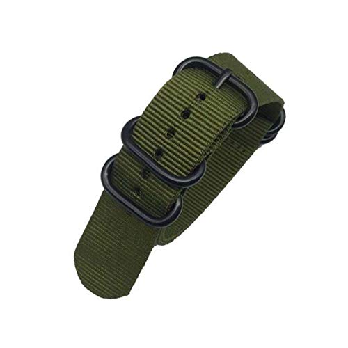 20mm/22mm/24mm Nylon-Uhrenarmband NATO Armband One-Piece-Bügel Breathuhrenarmband-Ring-Schnalle Armband Grün, 20mm von Scherry