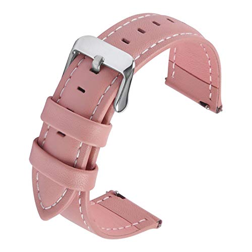 20mm Damen Herren-Öl-Wachs Lederband Konvex Design Elegantes Uhrenarmband-Replacement mit Quick Release Bar Rosa, Standard 20mm von Scherry