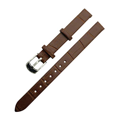 8mm/10mm Frauen Thin bequem und atmungsaktiv Armband Leder Dornschließe Armband mit Montagewerkzeug, Dunkelbraun 10mm von Scherry