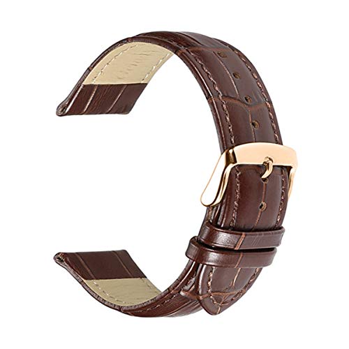 Bands beobachten Lederband 18mm/19mm/20mm/21mm/22mm/24mm Padded Muster Armband Brown Rose Gold Pin, 16mm von Scherry