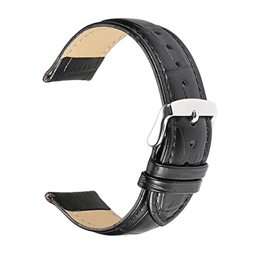 Bands beobachten Lederband 18mm/19mm/20mm/21mm/22mm/24mm Padded Muster Armband schwarz Silber Pin, 16mm von Scherry