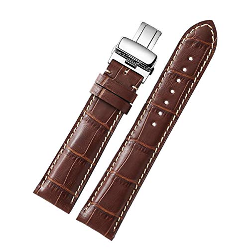 Durable Lederarmband 18mm 19mm 20mm 21mm 22mmwatchstrap Männer Frauen Armband Brown mit Tan, 19mm von Scherry