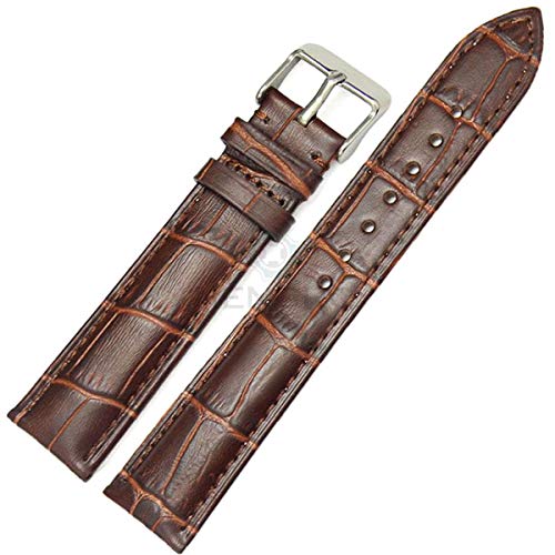 Durable Uhrenarmbänder Schwarz Braun Uhrenarmband Leder Band-weiche Wölbung Handgelenkgurt 18mm 19mm 20mm 21mm 22mm 24mm Braun Silber Buckle, 20mm von Scherry