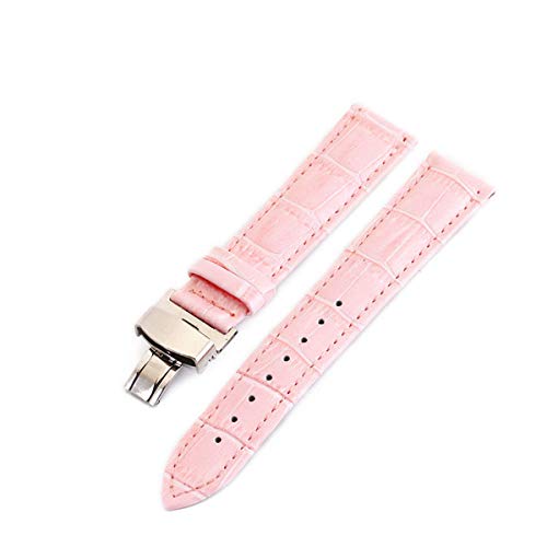 Leder Uhrenarmbänder 12 24mm Universal-Uhr-Schmetterlings-Schnallen-Band-Stahlwölbungs-Bügel-Handgelenk-Gurt-Armband + Werkzeug-Rosa, 16mm von Scherry