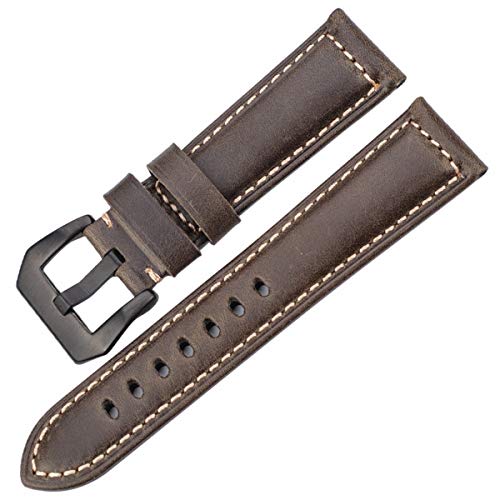 Leder Uhrenarmbänder Uhrenzubehör Damen Herren Blau Gelb Rot Braun Kuhfell Uhrenarmband-Band 20 22 24 26mm Armband Grün Schwarz Buckle, 22mm von Scherry