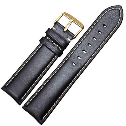 Leder Uhrenarmband-Bügel Schwarz Dunkelbraun 18 19 20 21 22 24mm Uhrenarmbänder Männer Frauen Poliert Buckle Black Gold Buckle, 24mm von Scherry