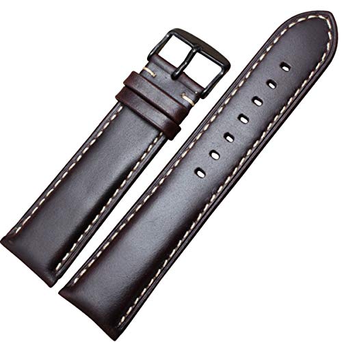 Leder Uhrenarmband-Bügel Schwarz Dunkelbraun 18 19 20 21 22 24mm Uhrenarmbänder Männer Frauen poliert Schnalle Dunkelbraun Schwarz, 18mm von Scherry