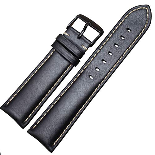 Leder Uhrenarmband-Bügel Schwarz Dunkelbraun 18 19 20 21 22 24mm Uhrenarmbänder Männer Frauen poliert Schnalle Schwarz Schwarz Buckle, 18mm von Scherry