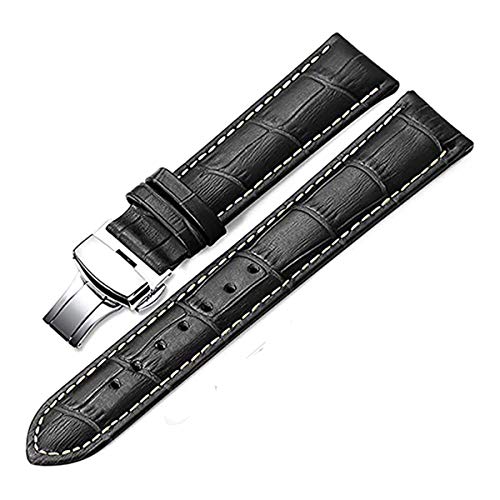 Lederband Faltschließe Bands Korn-Armband-Uhr 12mm/13mm/14mm/16mm/17mm/18mm/19mm/20mm/21mm/22mm/24 mm Black and Tan Linie, 14mm von Scherry