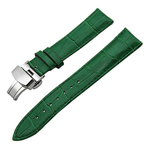 Scherry Lederband Faltschließe Bügel-Mann-Frauen-Uhr-Band-Handgelenk-Armband 14/16/18/19/20/21/22/23mm Grün, 14mm von Scherry