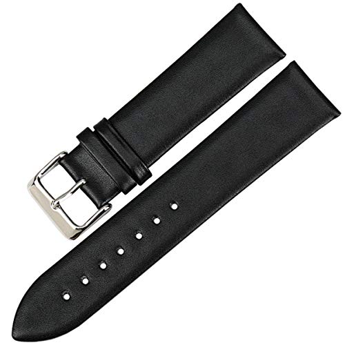 Uhren Zubehör Armband 12mm 24mm Uhrenarmband Frauen Uhrenarmband Leder Männer für Uhrenarmband schwarz, 24mm von Scherry