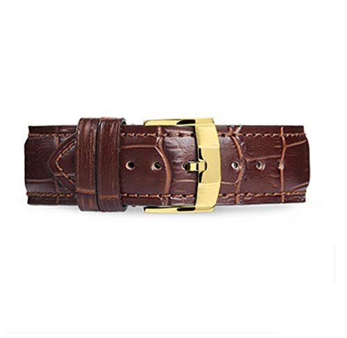 Uhrenarmbänder Durable Leder 18mm 19mm 20mm 21mm 22mmwatchstrap Herren-Armband Gürtel Braun mit Gold, 20mm von Scherry
