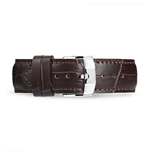 Uhrenarmbänder Durable Leder 18mm 19mm 20mm 21mm 22mmwatchstrap Herren-Armband Gürtel Dunkelbraun Silber, 20mm von Scherry