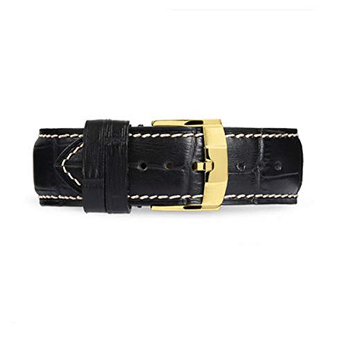 Uhrenarmbänder Durable Leder 18mm 19mm 20mm 21mm 22mmwatchstrap Herren-Armband Gürtel Schwarz Tan mit Gold, 19mm von Scherry