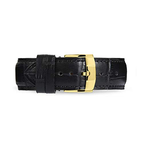 Uhrenarmbänder Durable Leder 18mm 19mm 20mm 21mm 22mmwatchstrap Herren-Armband Gürtel Schwarz mit Gold, 18mm von Scherry