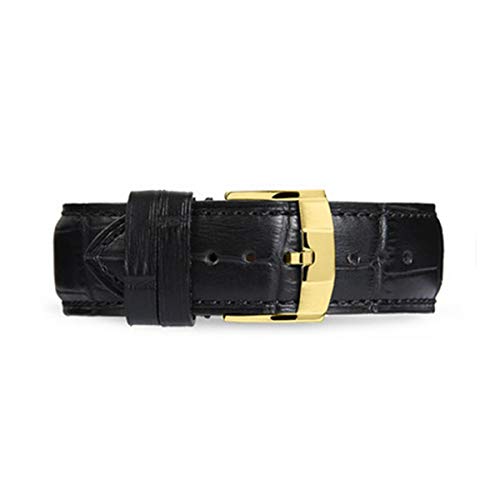 Uhrenarmbänder Durable Leder 18mm 19mm 20mm 21mm 22mmwatchstrap Herren-Armband Gürtel Schwarz mit Gold, 22mm von Scherry