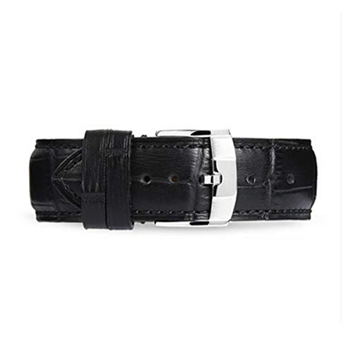 Uhrenarmbänder Durable Leder 18mm 19mm 20mm 21mm 22mmwatchstrap Herren-Armband Gürtel Schwarz mit Silber, 18mm von Scherry