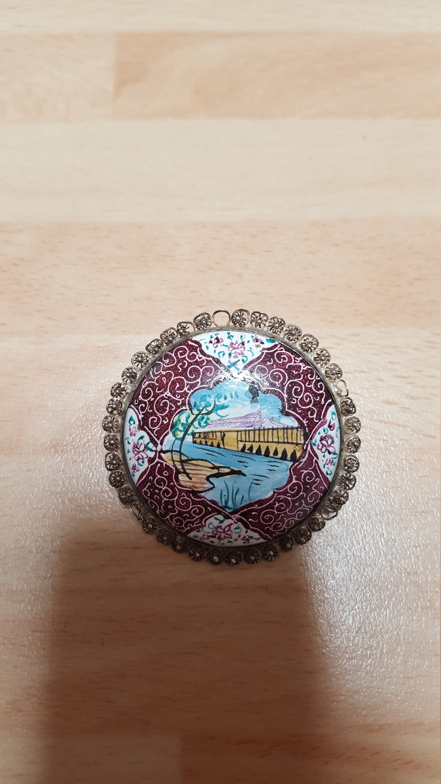 Auffallende Nahöstlichen Abzeichen - Hand Bemalt 50Er Jahre Kitsch Schicke Stück von SchickSchmuckStore