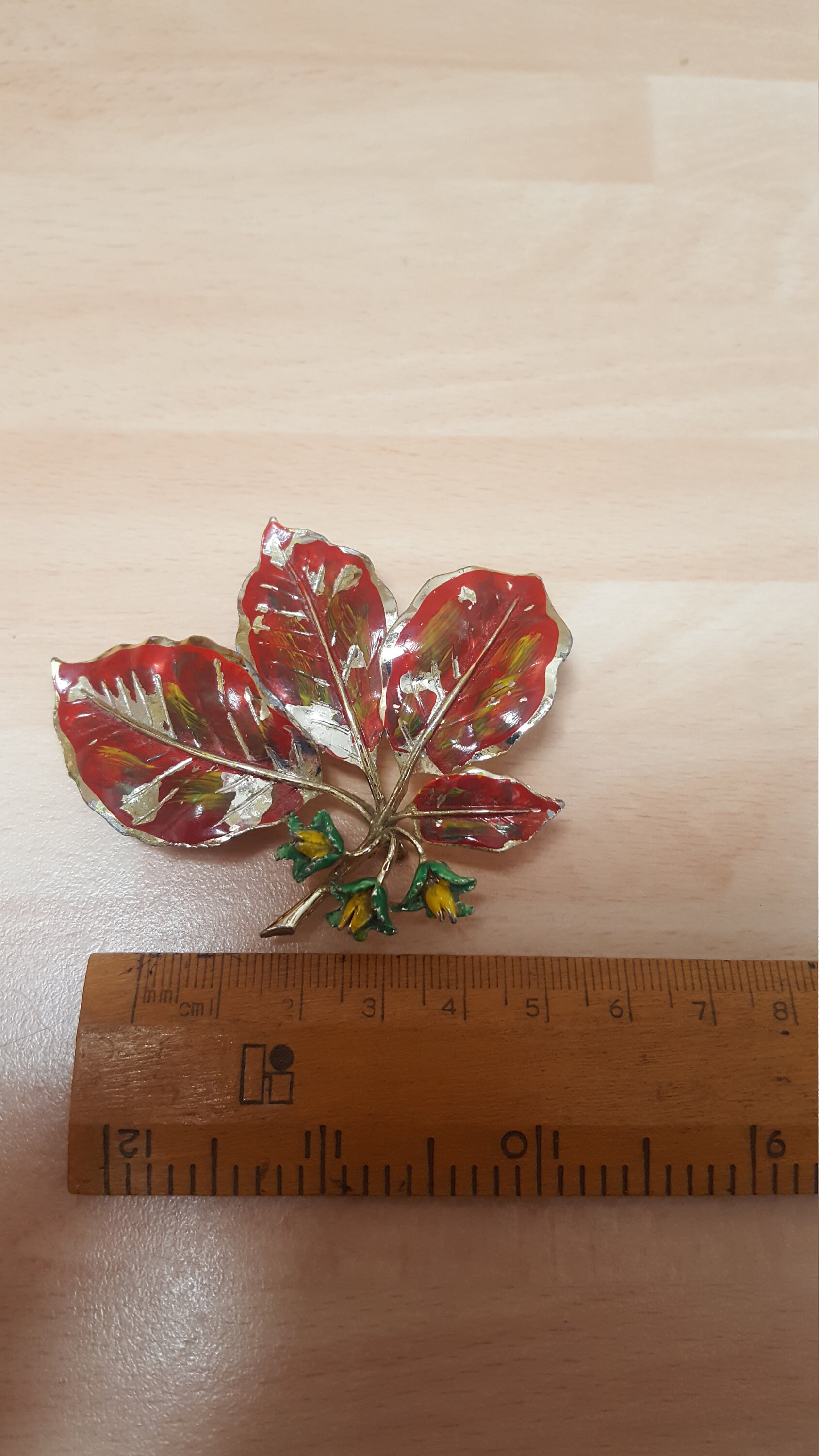 Großes Antikes Metall Florale Sommerreis-Brooch-Abzeichen-Geburtstagsblume Retro-Sommerschrank von SchickSchmuckStore