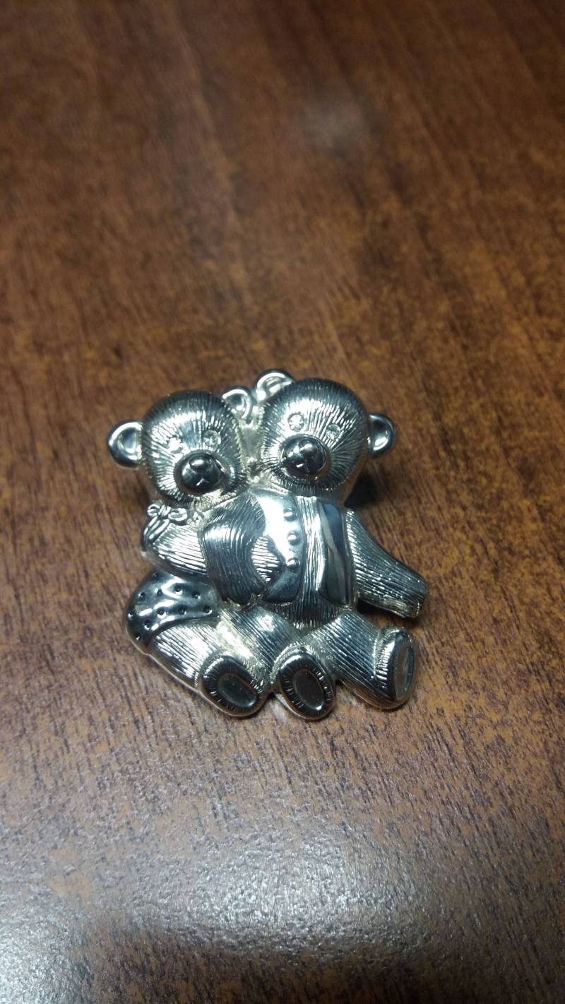 Jahrgang Silvertone Süße Schöne Teddybär Schal Clip - Kitsch Schicke Boho von SchickSchmuckStore