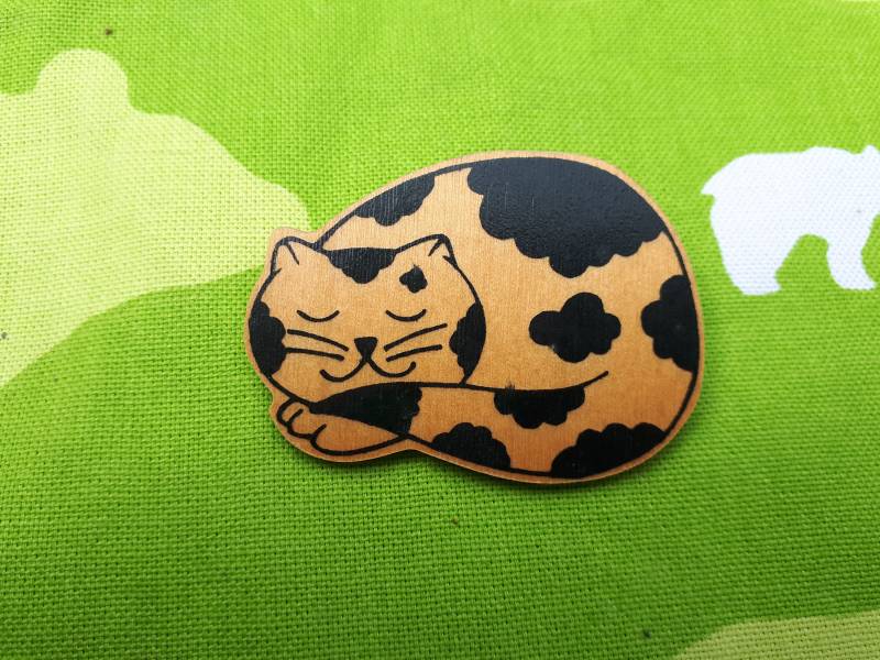 Vintage Holz Kitsch Katze Brosche Abzeichen - Boho-Chic-stück Home Nordic von SchickSchmuckStore