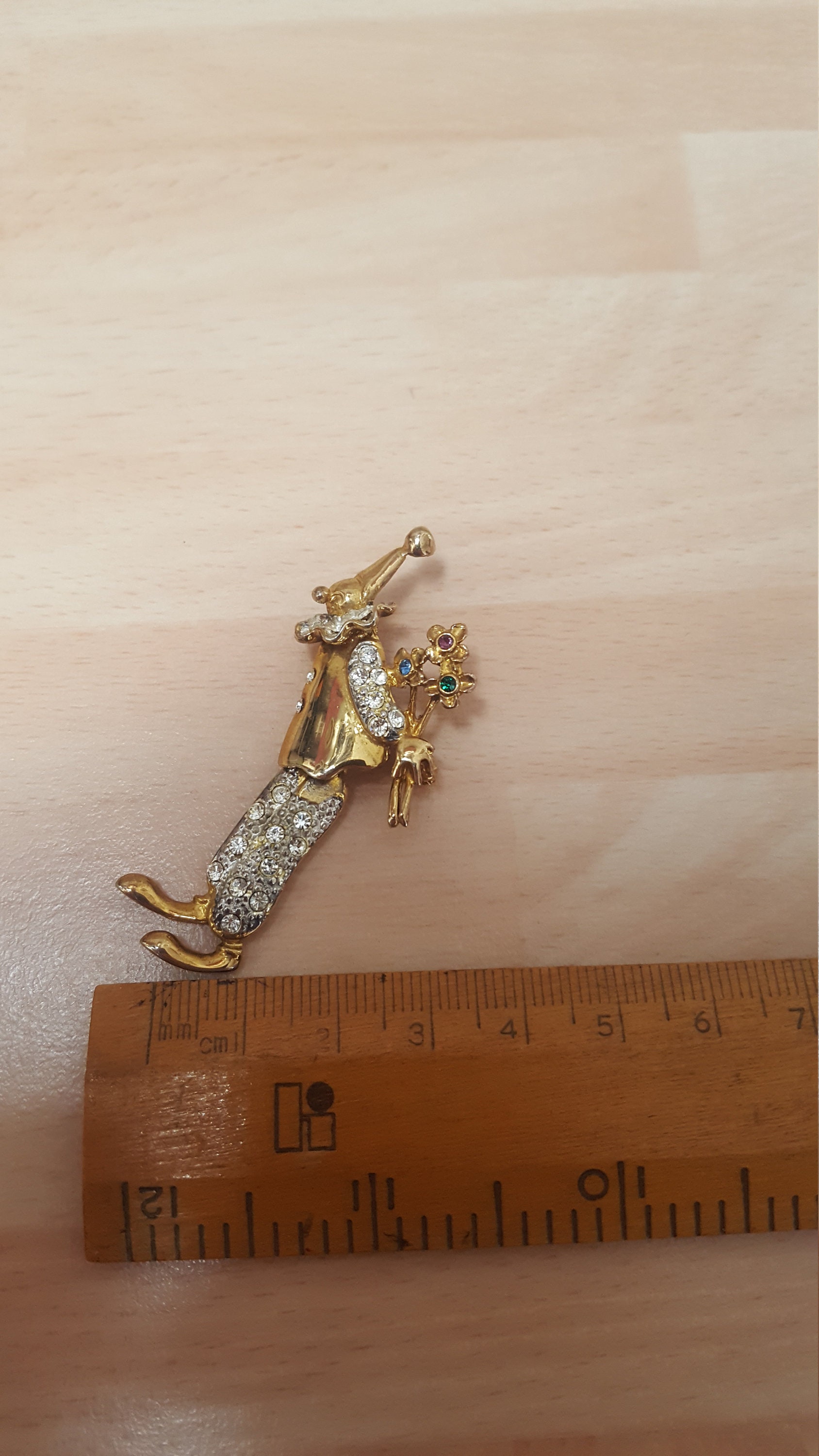 Vintage-Retro-Kitsch Clown 80Er Jahre Französisch Dangle Bewegliche Brosche-Sommerfestival Volkskunstwerk von SchickSchmuckStore