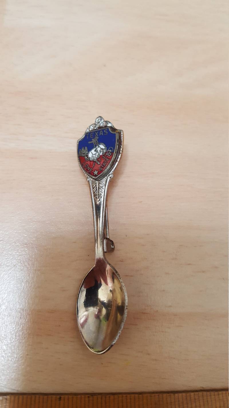 Vintage Texas Einsamen Stern Zustand Löffel Brosche Kitsch Silberton Retro Stück Boho Usa 2019 Gewinner von SchickSchmuckStore