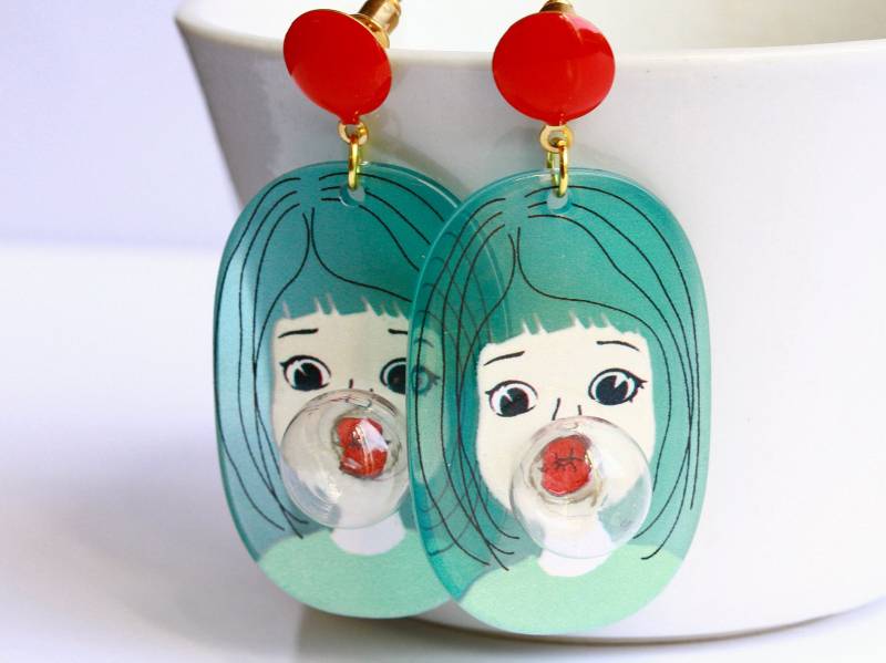 Ohrringe Kaugummiblase Mädchen Fröhliche Bubblegum Ohrhänger Als Verspieltes Geschenk Für Sie Buntes Freundin Schwester Teenager von SchickiMi