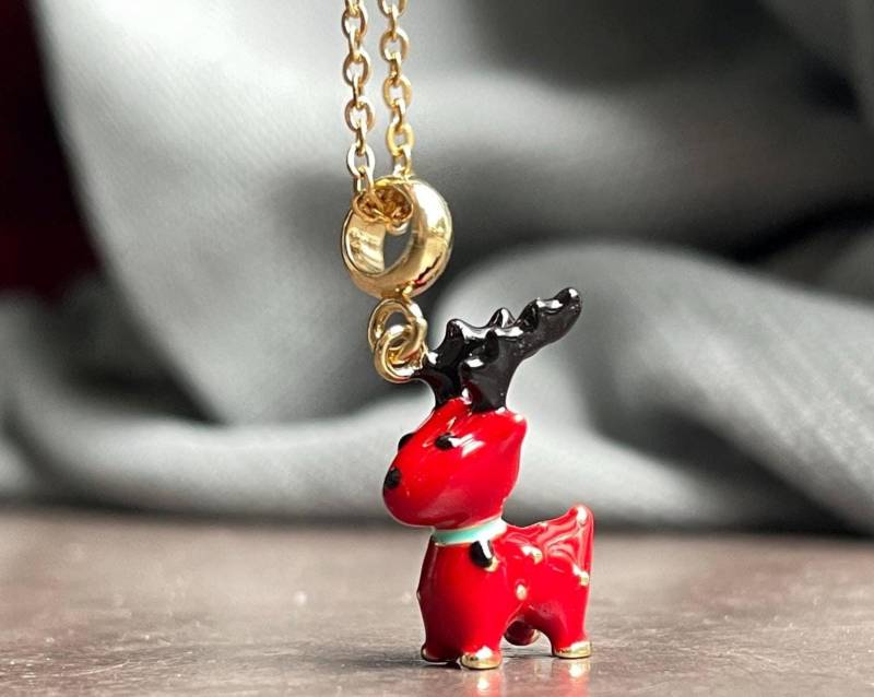 Vergoldete Halskette Rentier Charm Verspielter Schmuck Für Sie von SchickiMi