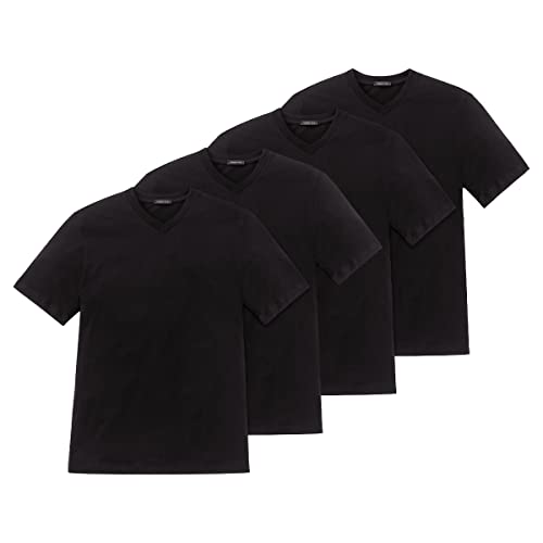 Schiesser 4er Pack American T-Shirt V-Ausschnitt - 008151 (6 (L), 4 X Schwarz) von Schiesser