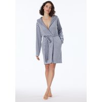 Bademantel mit Kapuze Leichtfrottee hellgrau geringelt - Bathrobes 42 von Schiesser