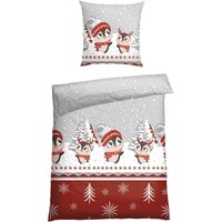 Bettwäsche 2-teilig Eulen mehrfarbig gemustert - Feinbiber 155*220 von Schiesser