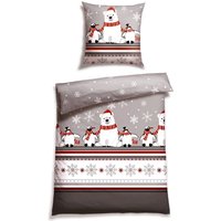 Bettwäsche 2-teilig Pinguine Eisbären mehrfarbig gemustert - Feinbiber 135*200 von Schiesser