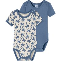 Bodys kurzarm 2er-Pack Feinripp Palmen mehrfarbig - Natural Love 98 von Schiesser