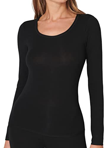 Schiesser Damen Langarm Unterhemd-Personal Fit Wander-Shirt, schwarz_155414, XXL von Schiesser