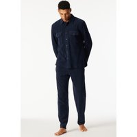 Hemd langarm Velours Brusttaschen nachtblau - Mix+Relax 56 von Schiesser