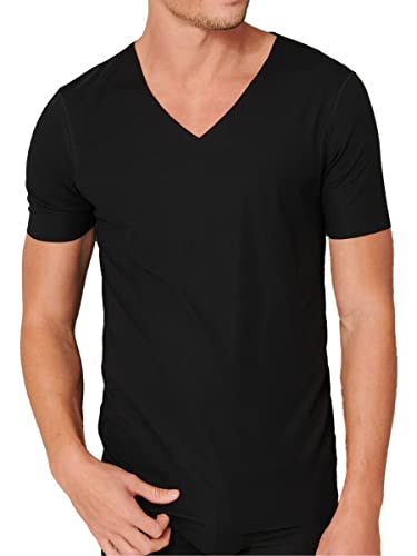 Schiesser Herren Shirt 1/2 Kurzarm Seamless Laser Cut V-Ausschnitt - 152832, Größe Herren:5, Farbe:schwarz von Schiesser