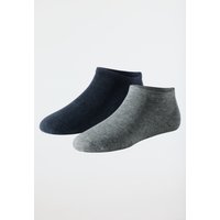 Herrensneaker-Socken 2er-Pack Organic Cotton nachtblau/grau meliert - 95/5 43/46 von Schiesser