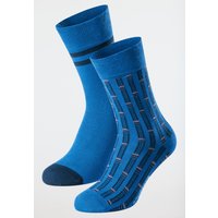 Herrensocken 2er-Pack Organic Cotton blau - Fashion 43/46 von Schiesser